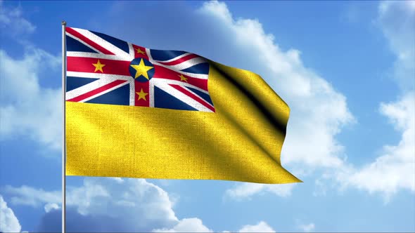 Niue Flag Gently Waving in the Wind Seamless Loop