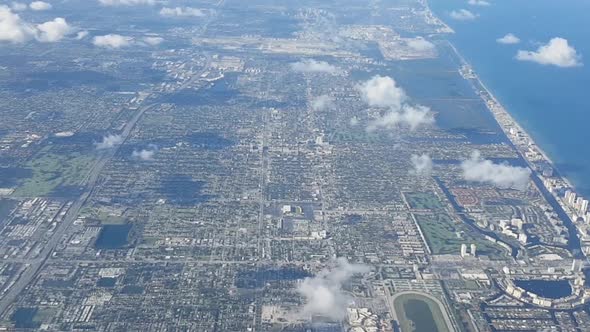 Aerial View Of Miami coast From An Airplane