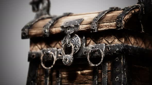 Closed Wooden Treasure Chest with Metal Clasp alt