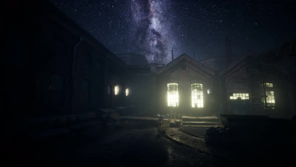 Milky Way Stars Above Abandoned Old Fatory