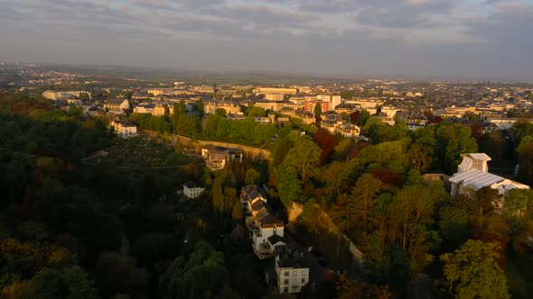 Adolphe Bridge Luxembourg city drone footage