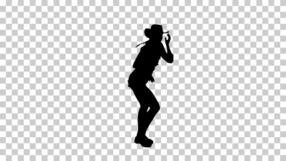 Silhouette  cowgirl dancing , Alpha Channel