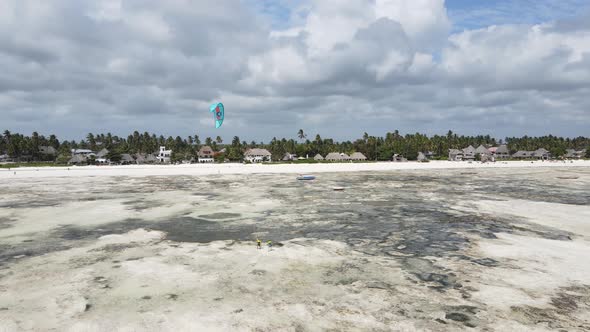 Low Tide in the Ocean Near the Coast of Zanzibar Island Tanzania