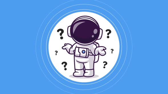 Astronaut Questions and Thinking Tension Cartoon Animation