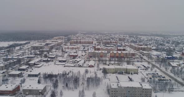 Sovetskiy city, Aerial, Winter, snow, cloudy, Khanty Mansiysk Autonomous Okrug (HMAO), Russia 05