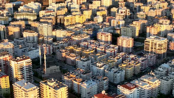 View of the city of Alanya aerial view 4 K