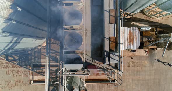 Outdoor metal air dust or smoke ventilation system of a factory modern industry.