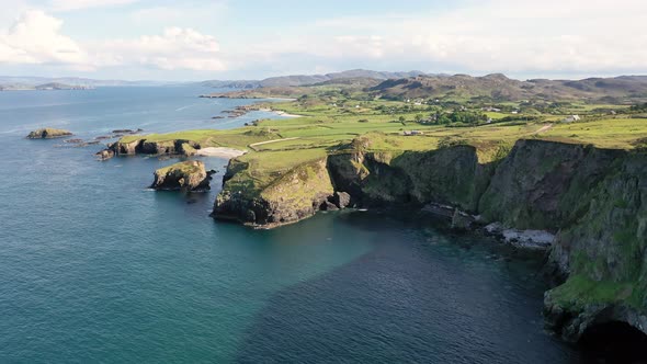 Aerial View of Doagh Beg By the Great Pollet Sea Arch Fanad Peninsula County Donegal Ireland