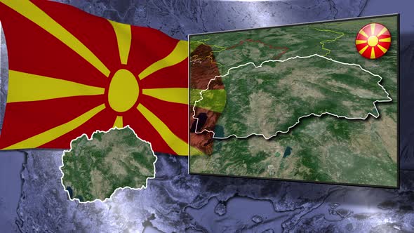 Republic Of Macedonia Flag And Map Animation