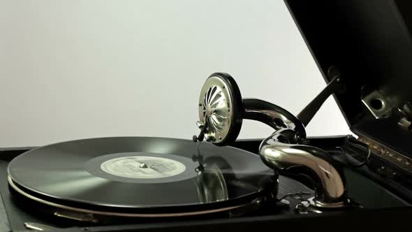 Listening To Old Records On The Gramophone