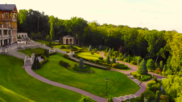 Landscape of Wellgroomed Garden Park in the Summer