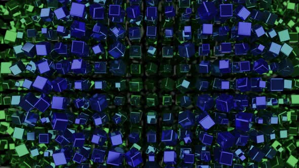 Wave of blue and green cubes