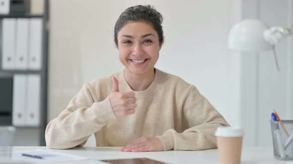 Thumbs Up Sign By Indian Woman