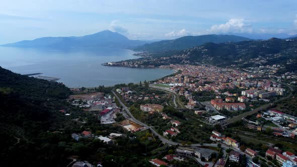 The Beautiful Village of Sapri at the Italian West Coast  Aerial View