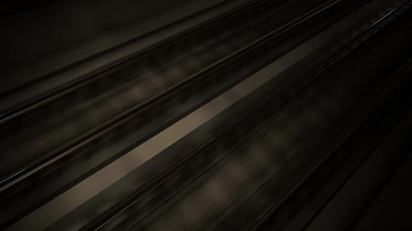 Seamless subway journey through the modern underground empty railway tunnel.