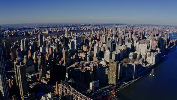 Flying Above Manhattan Buildings New York City