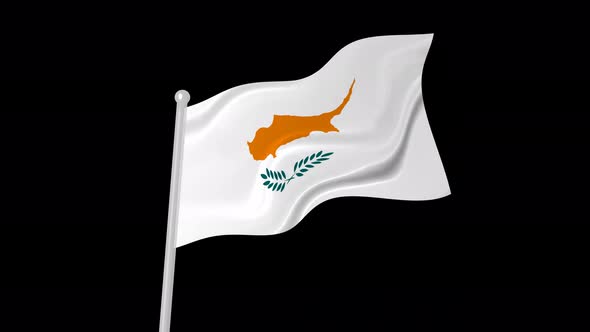 Cyprus Flag Flying Wave Animated Black Background