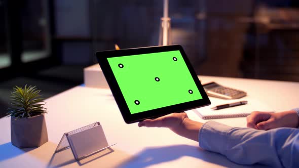 Businesswoman with Green Screen on Tablet Pc 26
