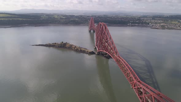 Forth Rail Bridge from above,ing from left to right, looking South towards Edinburgh and South Queen