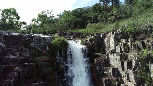 Waterfalls at Capitolio lagoon tourism landmark at Minas Gerais state Brazil.