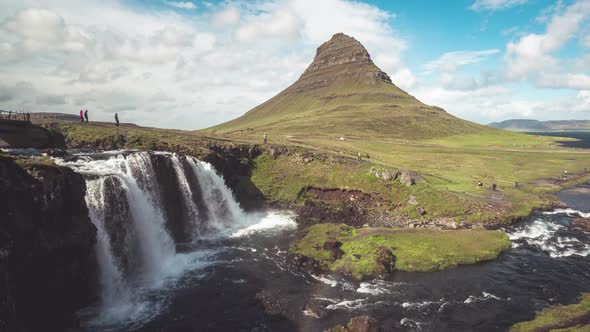 Time Lapse Footage of Kirkjufell Mountain Landscape in Iceland Summer