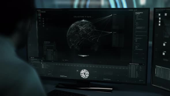 Spy scanning technology collects confidential target location data on map alt