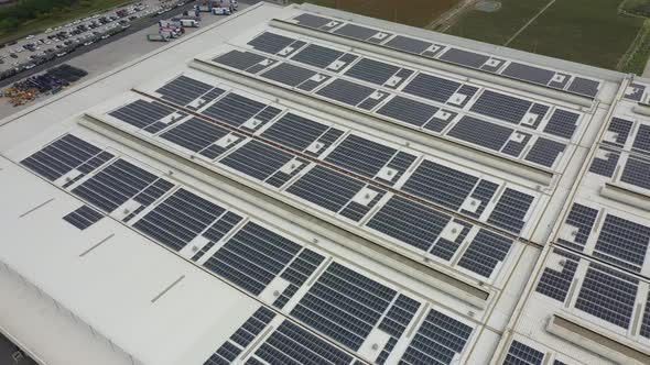 Solar power station on factory rooftop