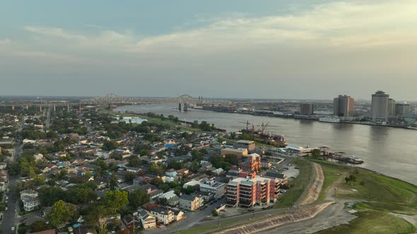 Aerial view of Algiers Point in New Orleans, Louisiana