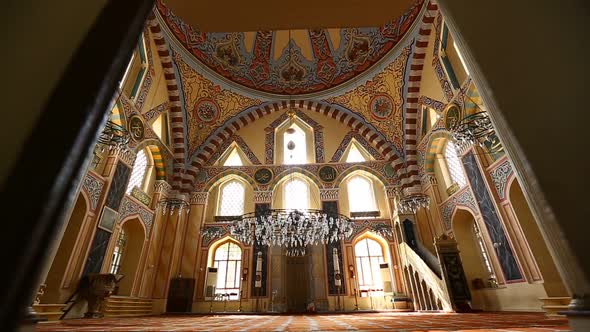 Istanbul Ottoman Grand Kasimpasa Mosque Entering To Interior Hall Between Doors