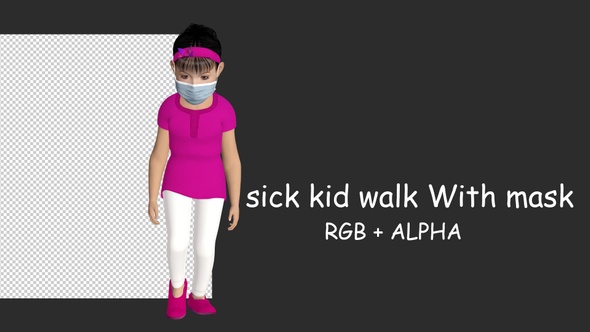 Sick Kid Walk With Mask