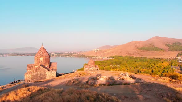 Rising Panoramic View Of Sevan In Armenia