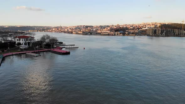 4K Aerial view of Istanbul coast in the evening 5