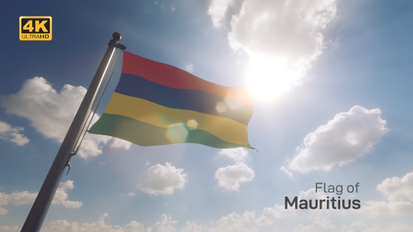 Mauritius Flag on a Flagpole V2 - 4K