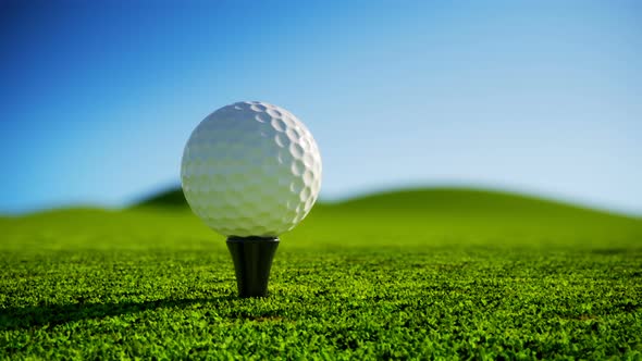 Animation of a golf ball precious rotating around own center pivot. Loopable. HD