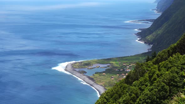 Lagoa da Faja dos Cubres, Sao Jorge Lagoon, Beautiful Landmarks in the Azores Islands