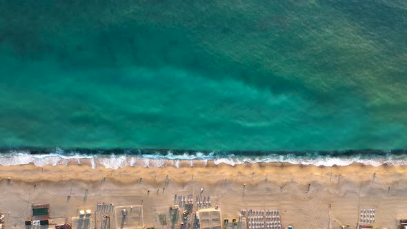 Winter Beach in Turkey Alanya Aerial View 4 K