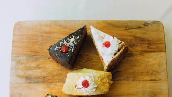 Many Slices of Cake on a Retrostyle Baking Sheet