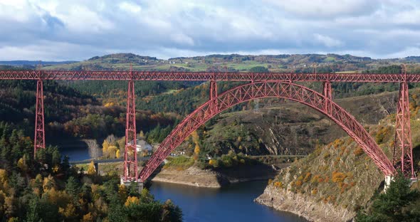 Garabit Viaduct, built by Gustave Eiffel on river Truyere, Cantal department, France,