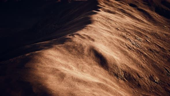 Aerial View of Red Desert with Sand Dune