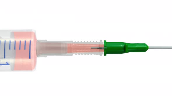 Vaccination Syringe Being Pushed