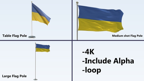 Ukraine Flag Pole Pack 4k-Loop