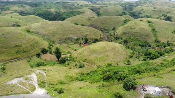 Drone Shot Tropical Savanna Hills in Nusa Penida, Bali Indonesia