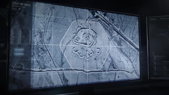 Satellite scanner identifies the coordinates of the terrorist hideout building