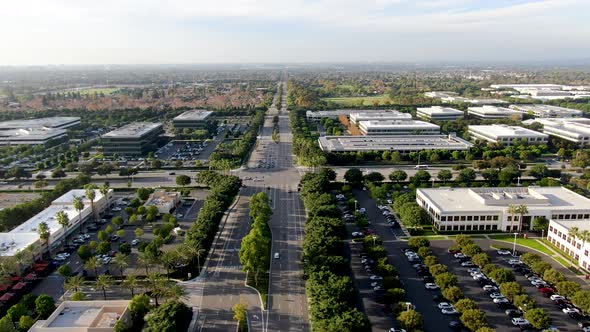 Aerial View of Business and Finance District. Building Offices