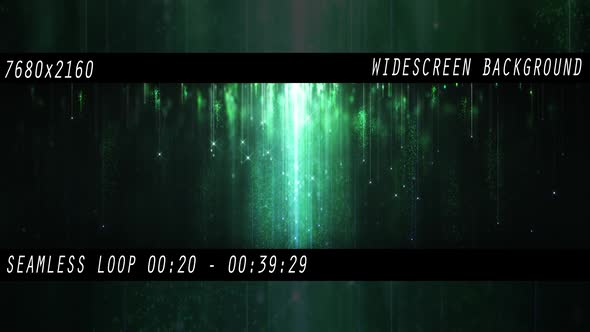 Green Stars Falling Particles  Widescreen Background