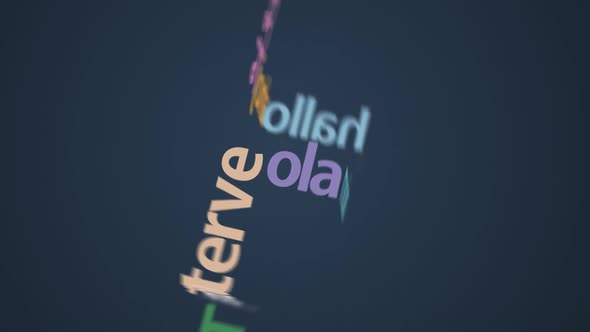 Typography animation. The Welcome word in different international languages.