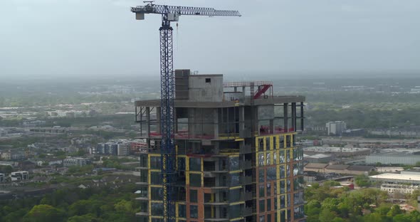 Drone view of building under construction in Houston