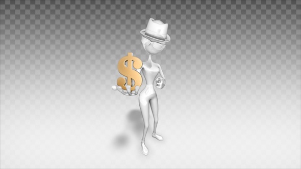 Cartoon 3D Woman - Show Dollar alt