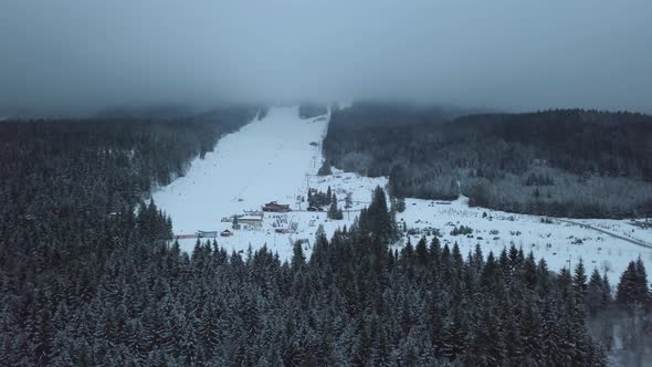 Drone shot of cloudy sky resort