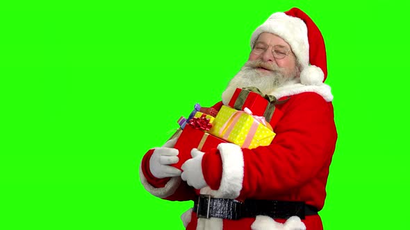 Santa with Presents, Chromakey Background